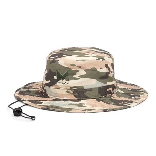 MISSION Cooling Bucket Hat - Unisex Wide-Brim Hat for Men & Women - Lightweight, Foldable & Durable - Cools Up to 2 Hours - color: Classic Camo Safari