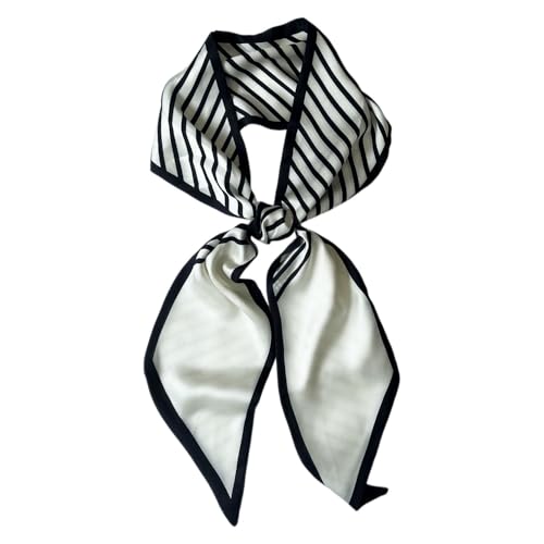 Silk Head Scarf for Hair Fashion Headwrap for Women Lightweight Neck Tie - color: X018-white Stripe