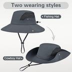 Sun Hat for Men Women UV Protection Wide Brim Fishing Hats Breathable UPF 50+ Boonie Bucket Hats Beach Safari Hiking Garden - color: 1 Pack Darkgrey