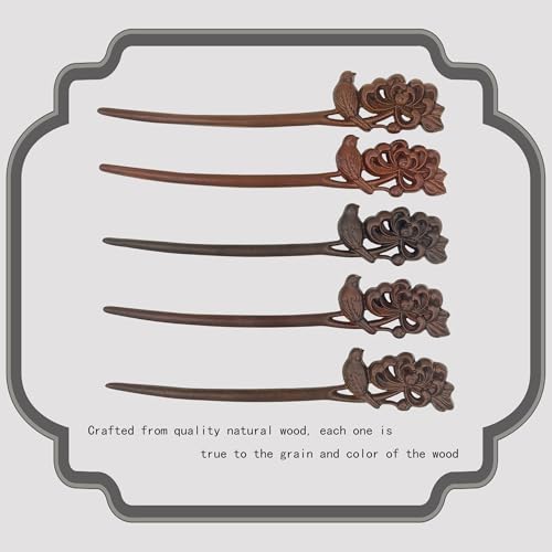 Traditional Chinese hair sticks, retro wooden hair pins, used for long hair accessories buns, Hanfu Dressing Accessories（Autumn's Chime: Frosted Chrysanthemum） - color: Autumn's Chime: Frosted Chrysanthemum