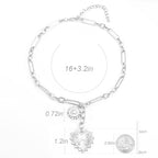ORIGENCE Sun Heart Necklace for Women 18K Gold Plated Heart Pendant Necklace Chunky Chain Choker Necklaces Hip Hop Charm Necklaces Trendy Unisex Jewelry - style: HCharm-Silver