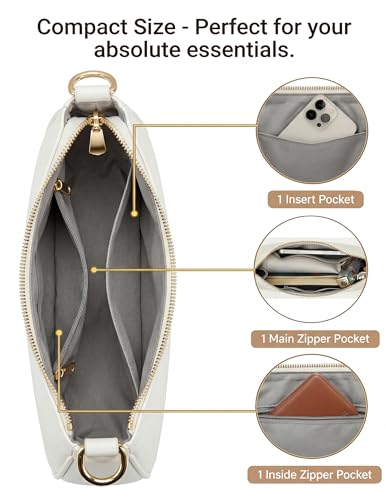 Small Shoulder Bags for Women, mini Purse Vegan Leather Shoulder Bag, Cute Retro Hobo Handbag - color: White