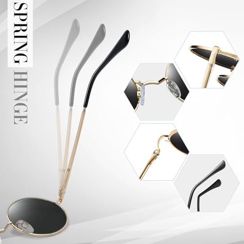 Joopin Retro Small Round Sunglasses Hippie Circle Sun Glasses Polarized UV400 Protection Metal Shades for Men Women - color: A03-golden Frame Black Lens