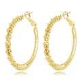 14K Gold Texture Earrings, 37/42mm Gold Hoop Earrings Classic Round Hoop Earring for Women Gold Jewelry Gift for Women - style: Texture Earring-39mm