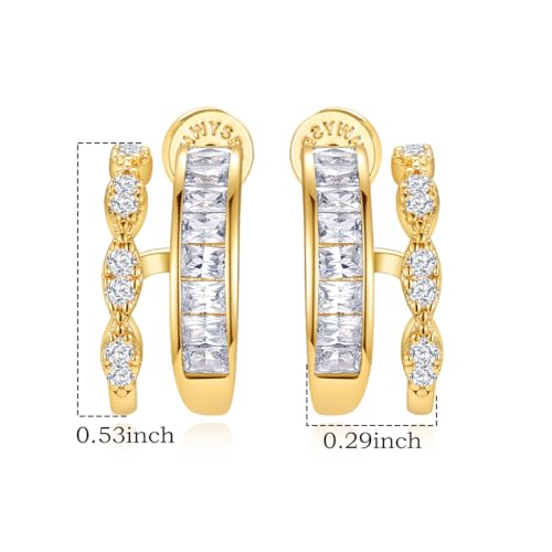 14K Gold Plated Hoop Earrings for Women | Statement Huggie Earrings Trendy Jewelry - color: Double Hoop Earrings A