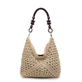 OANEXX Summer Straw Hobo Bags for Women Boho Woven Mesh Beach Tote Bag Large Capacity Crochet Vacation Shoulder Handbag - color: Khaki