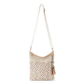 The Sak Lucia Crossbody Bag in Crochet, Convertible Purse with Adjustable Shoulder Strap - color: Ecru Multi Bead