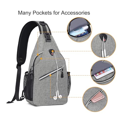 MOSISO Sling Backpack, Multipurpose Crossbody Shoulder Bag Travel Hiking Daypack - color: Gray