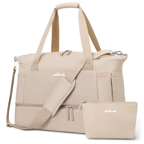 ETRONIK Gym Bag for Women, Personal Item Travel Bag with Shoes Compartment, Weekender Overnight Duffel Bag with Wet Pocket, Carry On Bag for Women, Travel, Gym, Weekend - color: Brown, size: Medium