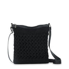 The Sak Lucia Crossbody Bag in Crochet, Convertible Purse with Adjustable Shoulder Strap - color: Black Cozy Weave