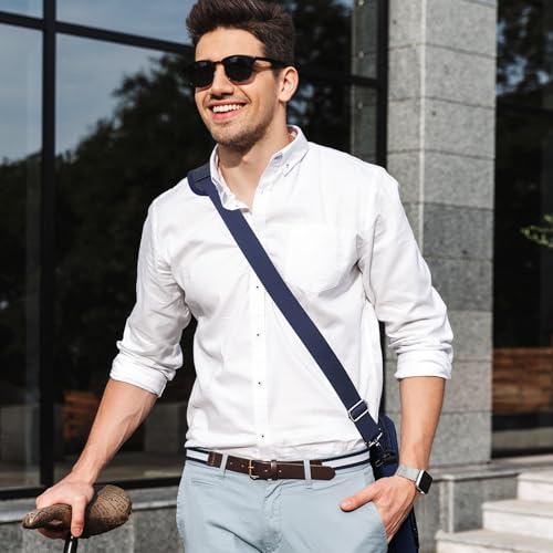 RAINYEAR Shoulder Strap for Bag, Adjustable Soft Padded Replacement Shoulder Strap with Metal Hooks for Messenger Bag - color: Navy Blue