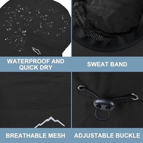 Sun Hat for Men Women with Neck Flap,UPF 50+ UV Protective Hiking Fishing Hats,Wide Brim Sun Hat for Women&Men - color: 1pack-style2-black(with Face Cover)