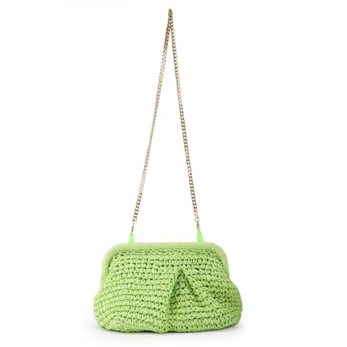 Emprier Straw Clutch Purses for Women Cloud Dumpling Pouch Straw Crossbody Shoulder Handbag Summer Beach Woven Bag - color: Green
