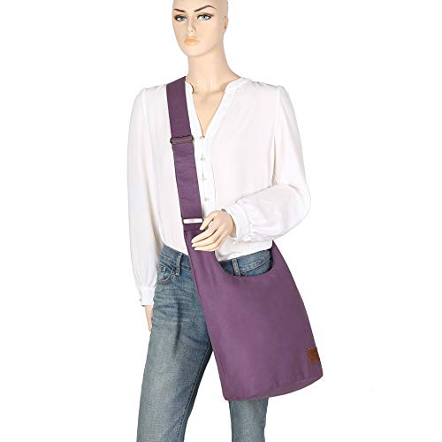 Coton Pose Women Hippie Crossbody Bag - Top Zip Large Capacity Canvas Sling Bag - Jacquard Cloth Handmade - color: Purple