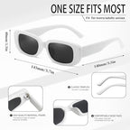10 Pack Neon/Black Rectangle Sunglasses Bulk for Women Men Retro Trendy Small Rectangle Glasses Party Favors - color: White