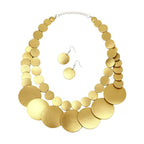 Chunky Wood Beaded Necklace Earrings Set African Tribal Collar Choker Necklace Geometric Ethnic Statement Jewelry - color: gold