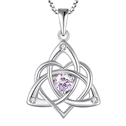 STARCHENIE Celtic Knot Necklace for Women 925 Sterling Silver Trinity Love Knot Pendant Birthstones Jewelry - color: 6-alexandrite-Jun