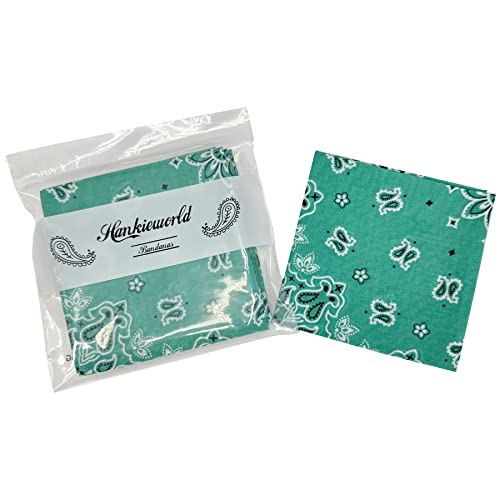 Bandanas for Women and Men，3 Pack Super Soft Thin 60s Preium Cotton 22 inch Handkerchiefs - color: 3 Pack-emerald Green