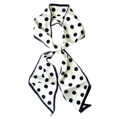 Silk Head Scarf for Hair Fashion Headwrap for Women Lightweight Neck Tie - color: X005-white Wave Point