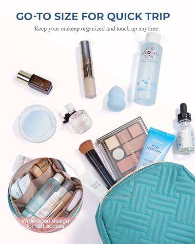 BAGSMART Small Makeup Bag, Travel Cosmetic Bag Make Up Pouch Small Travel Zipper Pouch,Water-resistant Toiletry Bag,Makeup Organizer Bag for Women, Blue - color: 01-Teal Blue