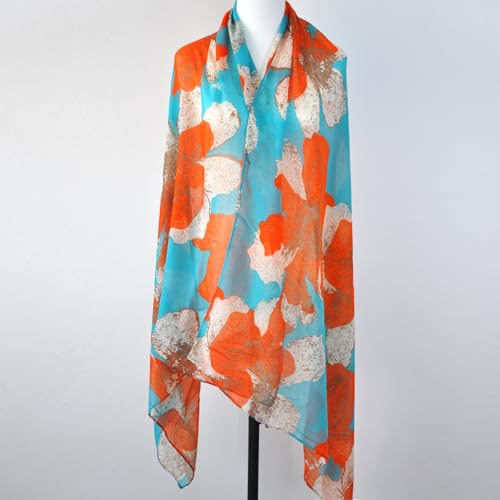 Lightweight Boho Scarf for Women Spring Summer Floral Printed Scarves Fashion Shawl Wrap - color: F01