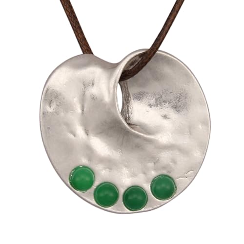 JAOYU Bohemian Necklaces for Women Leather Necklace Wood Pendant Choker Long Brown Necklace Chunky Circle Boho Hippie Jewelry - style: Bohemian Large Pendant Necklace