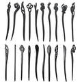 20PCS Wooden Hair Sticks, Chinese Hair Pins for Women, Black Japanese Chignon Hair Chopsticks, Classic Wooden Hair Pins for Buns Hair Accessories for Women Gifts