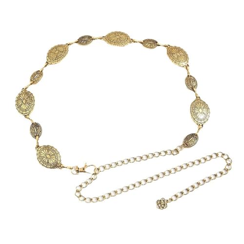 Concho Chain Belt for Women, Premium Body Waist Belly Belt for Concerts, Festivals, Cosplay, Daily Wear - color: Silver