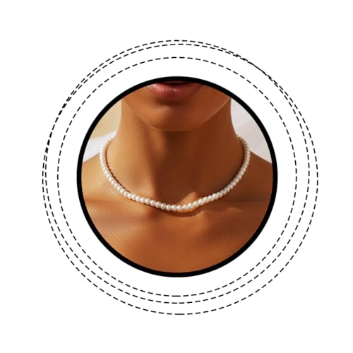 Boho Pearl Choker Necklace White Pearl Necklaces Prom Neck Chains for Women