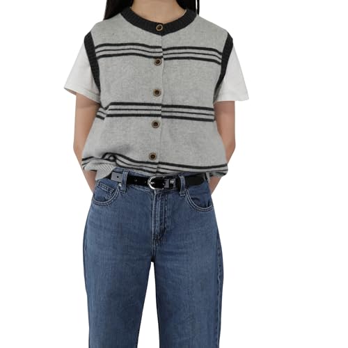 FASHIONGEN - Women genuine Italian leather belt LUNA, Made in France - color: Black Varnish, size: 115 cm (45 in) / Waist size 43 to 44