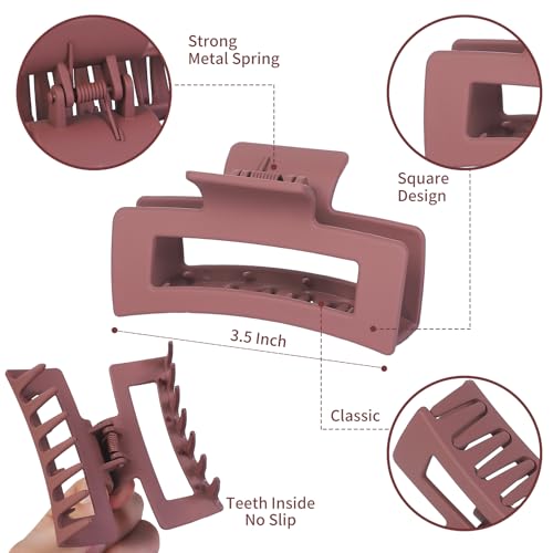 Sisiaipu Hair Accessories - 12 Pcs 3.5 Inch Square Rectangle Jaw Clips for Women and Girls, Multicolor, Thick and Thin Hair - color: Multicolor