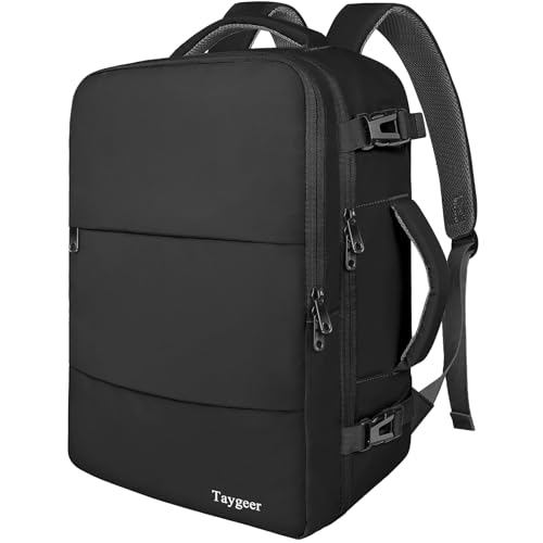 Taygeer Travel Backpack for Men Women, Carry On Backpack with Shoe Pouch, TSA 17.3inch Laptop Mochila Flight Approved, Nurse Bag Casual Daypack for Weekender Business Hiking,Black - color: Black, size: X-Large