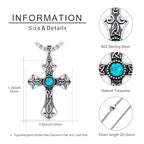 Turquoise Necklaces 925 Sterling Silver Western Necklace Boho Jewelry for Men Women Her Birthday Valentines Day Gifts - style: 1-Celtic Cross Necklace