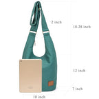 Coton Pose Women Hippie Crossbody Bag - Top Zip Large Capacity Canvas Sling Bag - Jacquard Cloth Handmade - color: Light Green