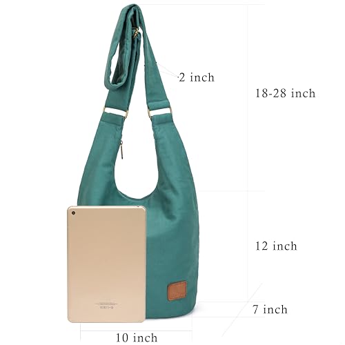 Coton Pose Women Hippie Crossbody Bag - Top Zip Large Capacity Canvas Sling Bag - Jacquard Cloth Handmade - color: Light Green
