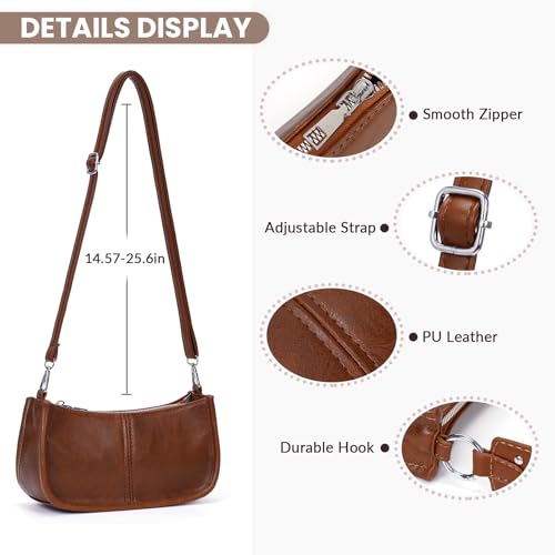 Shoulder Bags for Women Y2k Purse and Handbags Retro Studded Crossbody Bag Small Shoulder Purse Leather Hobo Handbag - color: A1-dark Brown