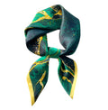 FEIBOON 100% Pure Mulberry Silk Scarfs 26"x26" Square Scarf Women Neckerchief Headscarf hair scarf bandana Gift Packed - color: Green + Gold
