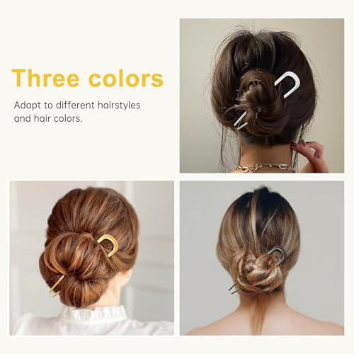 3PCS Metal French Hair Pin-5", Elegant & Durable U Shaped Hair Pins for Women, Secure Hold and Comfortable Fit For Dense, Thick & Long, Hairstyle Accessories