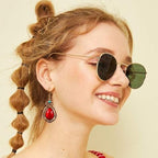 Handmade Teardrop Turquoise Earrings Necklace Set for Women Bohemia Tribal Antique Ethnic Style Earring Delicate Teardrop Gemstone Dangle Drop Statement Earrings Western Jewelry - color: Red