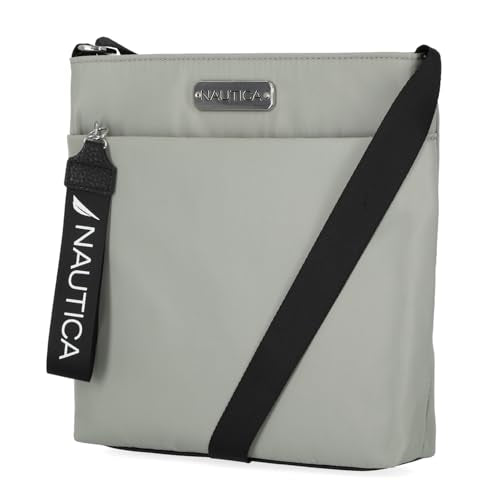 Nautica Diver Nylon Small Women's Crossbody Bag Purse with Adjustable Shoulder Strap - color: Dove/Grey