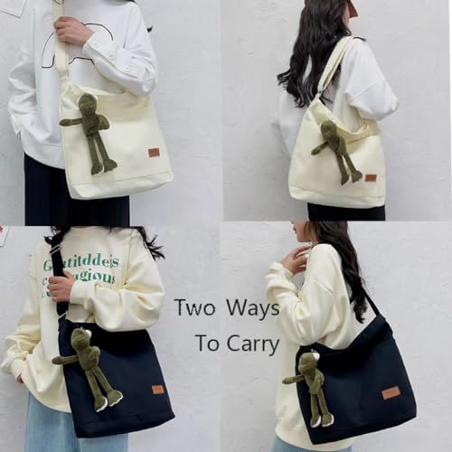 COOLOME Canvas Tote Bag for Women - Crossbody, Shoulder, Travel & Beach Bag - color: Blackp