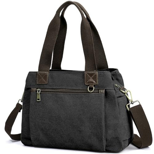 Canvas Hobo Bags for Women Casual Tote Bag Purses and Handbags Multi-Color Striped Crossbody Bags Ladies Top Handle Satchel - color: Wy31-black