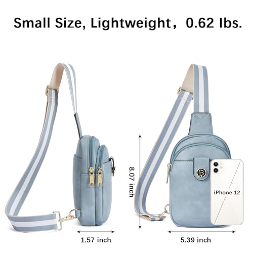 BOSTANTEN Small Sling Bag Crossbody Bags for Women Trendy Crossbody Purse Leather Chest Bag - color: A-denim Blue