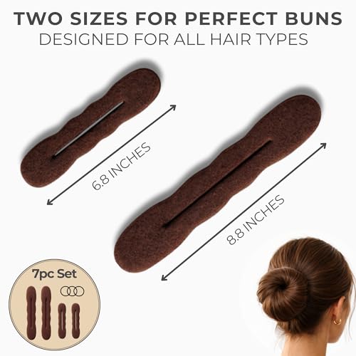 Styla Hair Magic Bun Maker (2 Small, 2 Large) Foam Sponge Bun Shaper Hair Accessories (Brunette) - color: Brunette