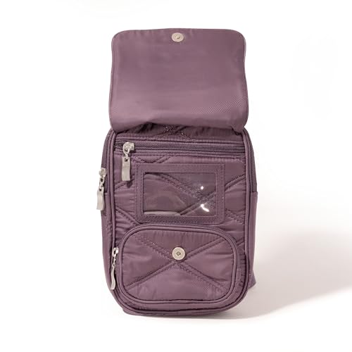 Baggallini Journey Crossbody Bags for Women 9x6 Small Lightweight Travel Handbag W/RFID - color: Vintage Purple Quilt