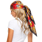 4 Pc Set Large 35 x 35 inches Satin Square Scarves Neck Hair Head Scarf Bundle - color: Set N