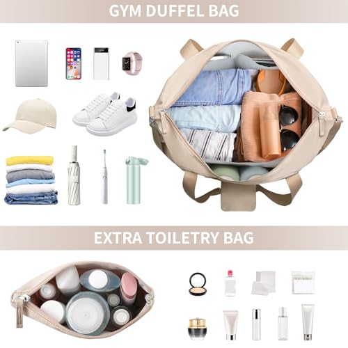 ETRONIK Gym Bag for Women, Personal Item Travel Bag with Shoes Compartment, Weekender Overnight Duffel Bag with Wet Pocket, Carry On Bag for Women, Travel, Gym, Weekend - color: Brown, size: Medium