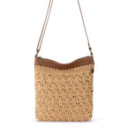 The Sak Lucia Crossbody Bag in Crochet, Convertible Purse with Adjustable Shoulder Strap - color: Natural Primrose Straw