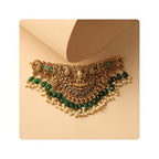 TARINIKA Brass Indian Choker Necklace Set - Gold Plated Cubic Zirconia Indian Jewelry Sets for Women Dangle, Drop, Jhumka Earrings Traditional Desi Necklace Pearls Gift for her - style: Sreeja Antique