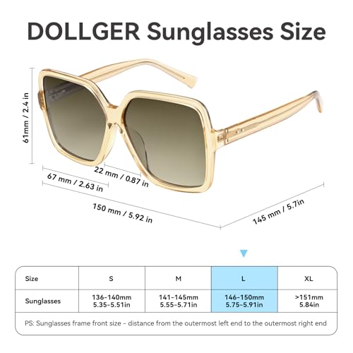 Dollger Oversized Square Sunglasses for Women Big Large Wide Fashion Shades for Men UV Protection Unisex - color: Acetate Frame Brown -Polarized Lens